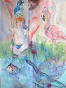 La sirène, aquarelle sur papier, 113x150cm