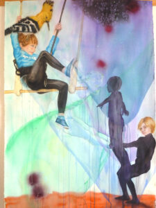Balance, aquarelle sur papier, 113x161cm