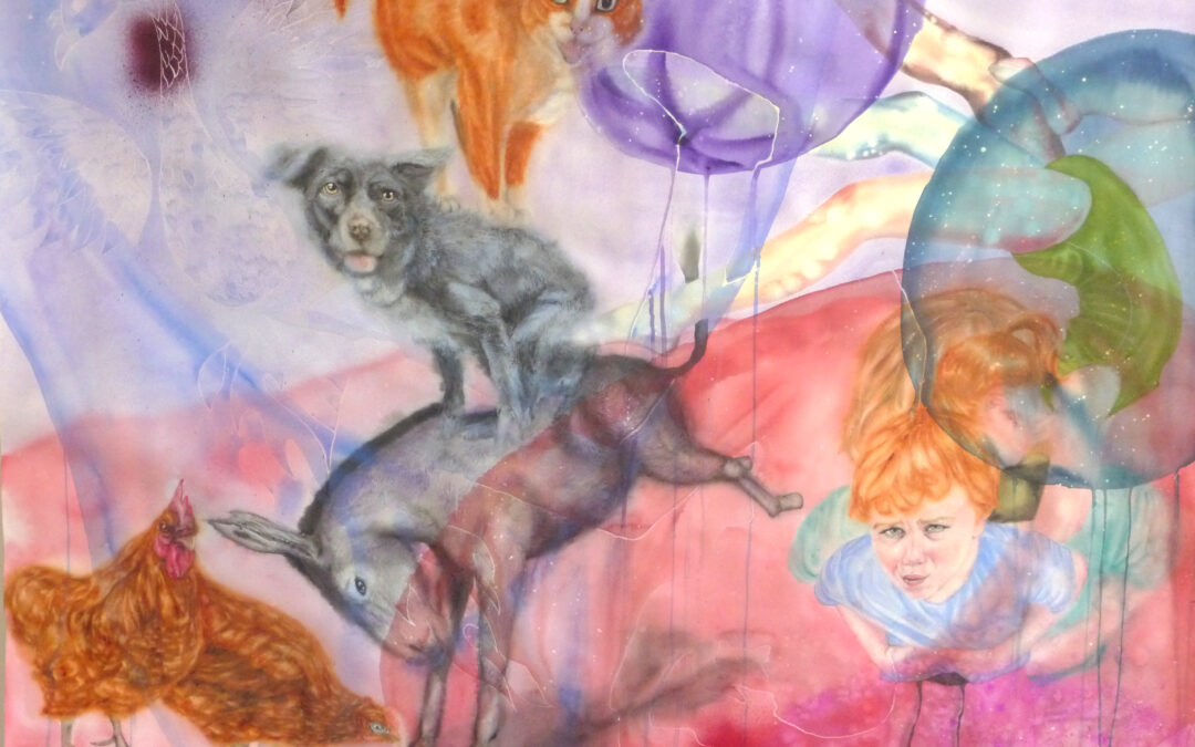 Saute-mouton, aquarelle sur papier, 113x150cm