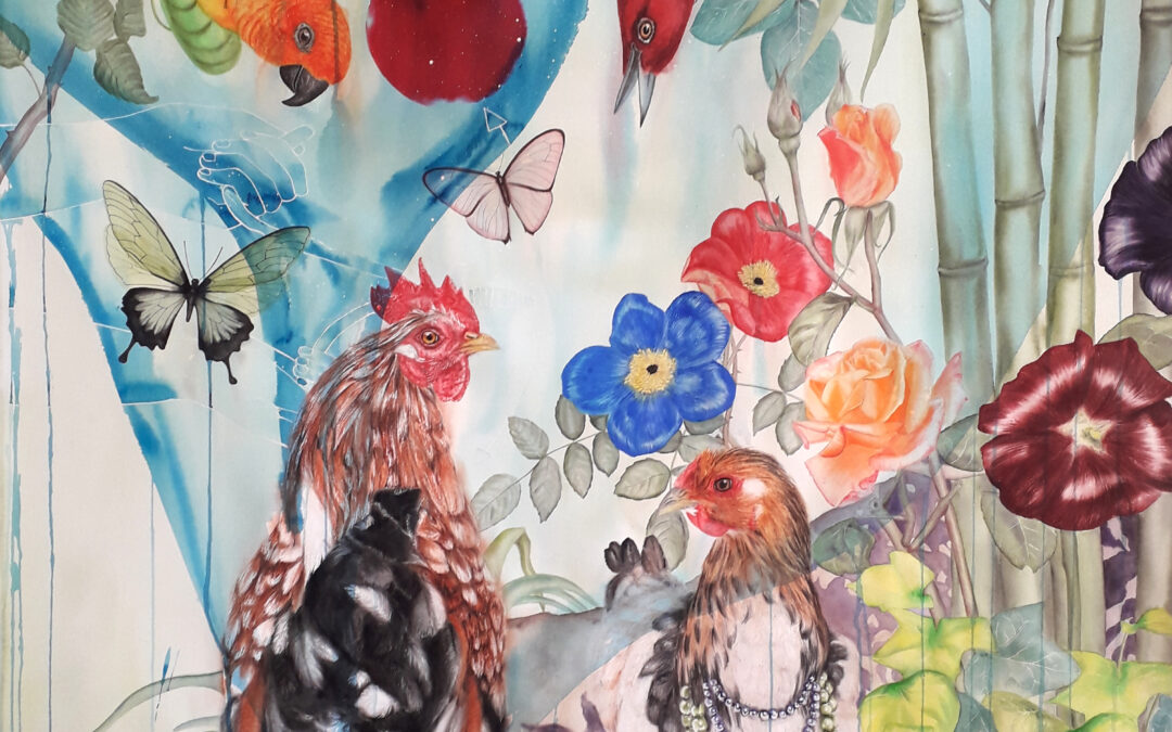 Battement de coeur, aquarelle sur papier, 113x150cm