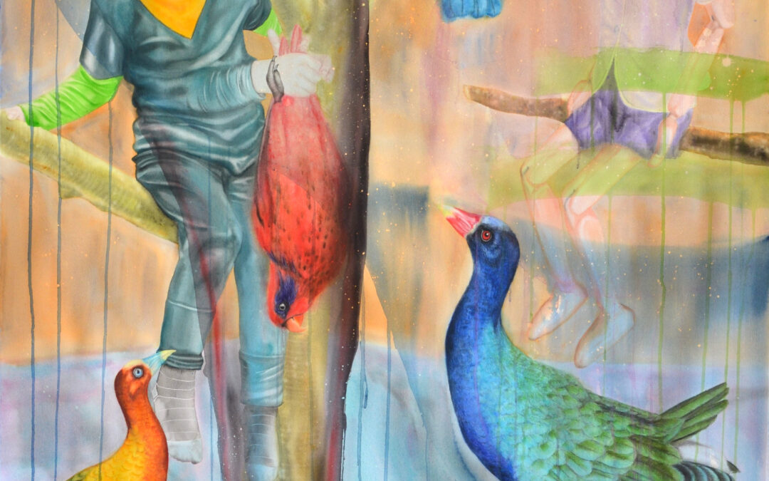 Jeux d'enfant, aquarelle sur papier, 113x150cm