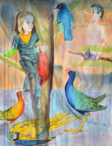 Jeux d'enfant, aquarelle sur papier, 113x150cm