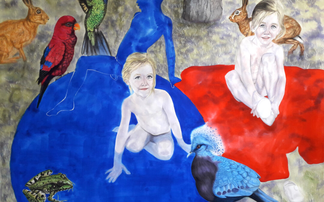 La piscine bleue, aquarelle et encre sur papier, 113x155cm