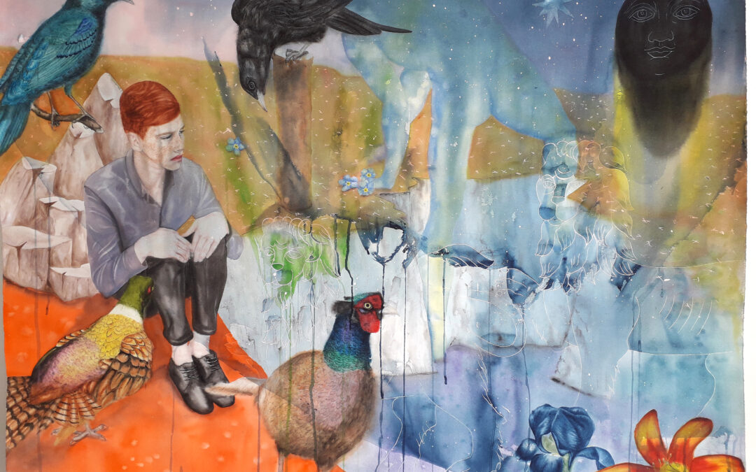 Oeuvre au noir, aquarelle sur papier, 113x155cm
