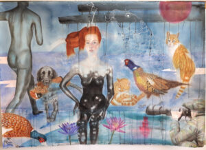 Femme à sa toilette, mars 2021, aquarelle sur papier, 113x160cm
