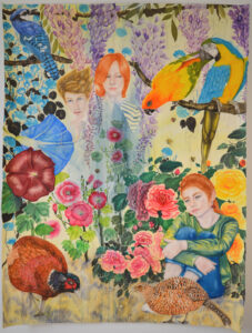 Mille fleurs, aquarelle sur papier, 113x150cm