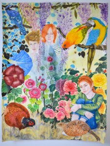 Mille fleurs, aquarelle sur papier, 113x150cm