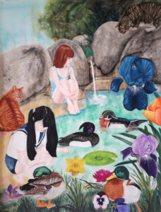 Ici, tout est calme, aquarelle sur papier, 113x150cm
