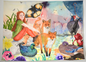 Les carottes, aquarelle sur papier, 113x150cm