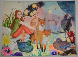 Les carottes, aquarelle sur papier, 113x150cm