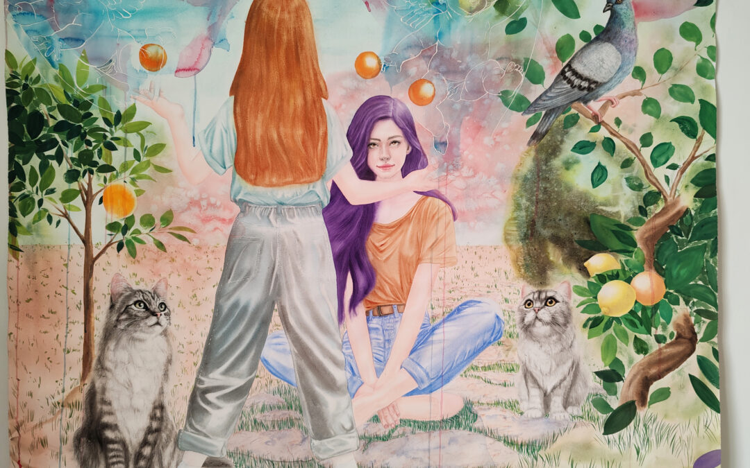 Le cirque des agrumes, aquarelle sur papier, 113x140cm