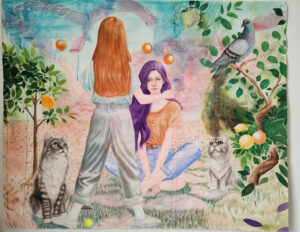 Le cirque des agrumes, aquarelle sur papier, 113x140cm