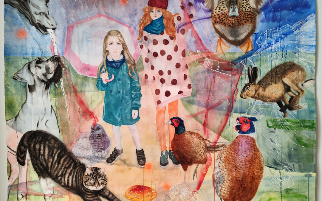 Les champignons, aquarelle sur papier, 113x150cm