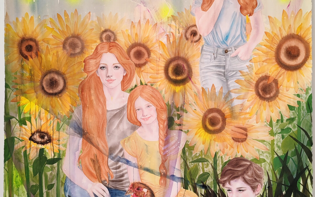 Parc fluoral, aquarelle sur papier, 113x150cm