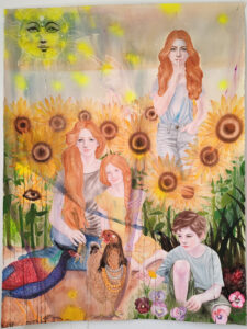 Parc fluoral, aquarelle sur papier, 113x150cm