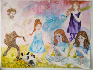 Chat-bulleux - Aquarelle sur papier - 150x113cm